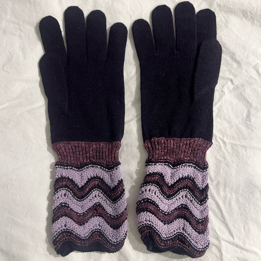 Missoni knit gloves with trim